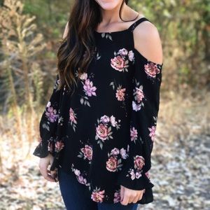 Floral Cold Shoulder Top
